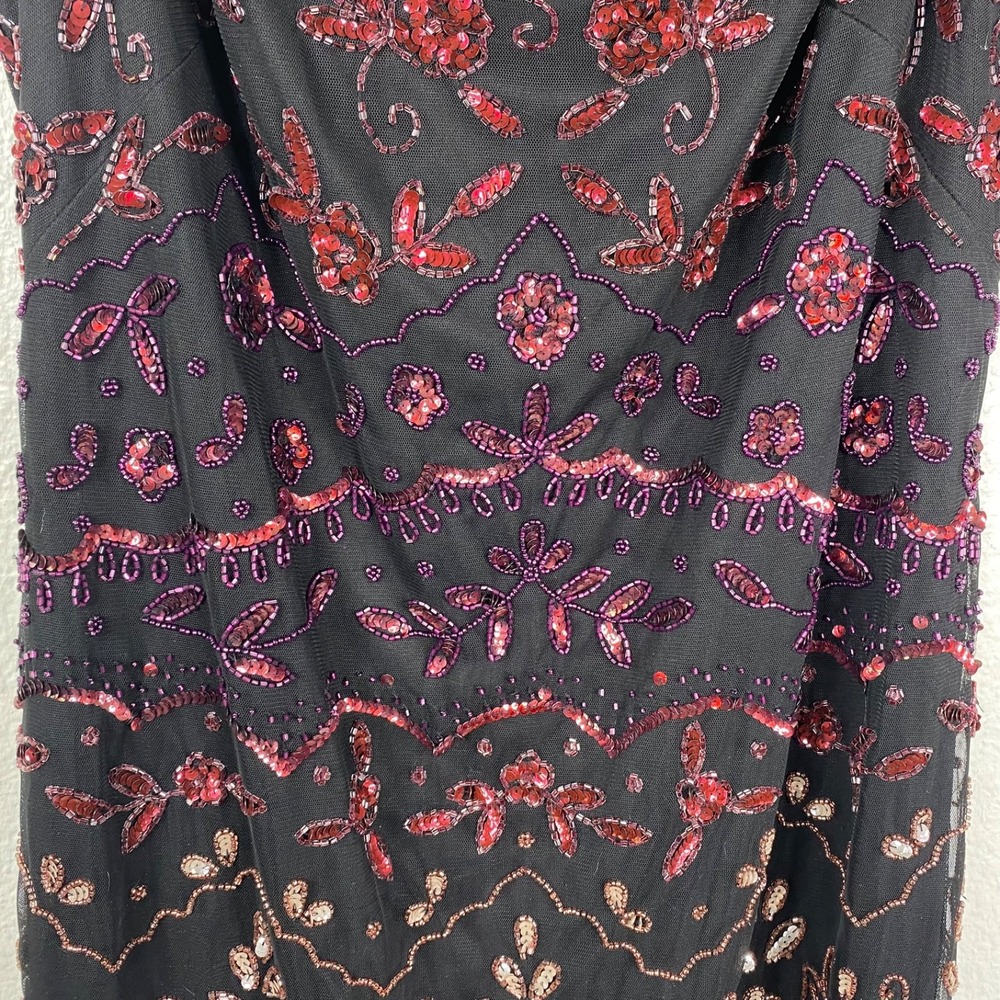 Adrianna Papell Women's Off Shoulder Beaded Sequins Cocktail Dress Black Sz 14 - Picture 8 of 16